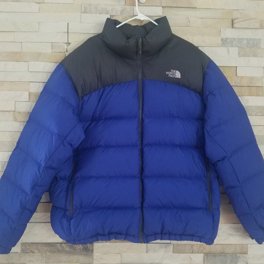 North Face Mens XXL 2X Blue Nuptse Puffer Jacket Winter Goose Down Coat Black
